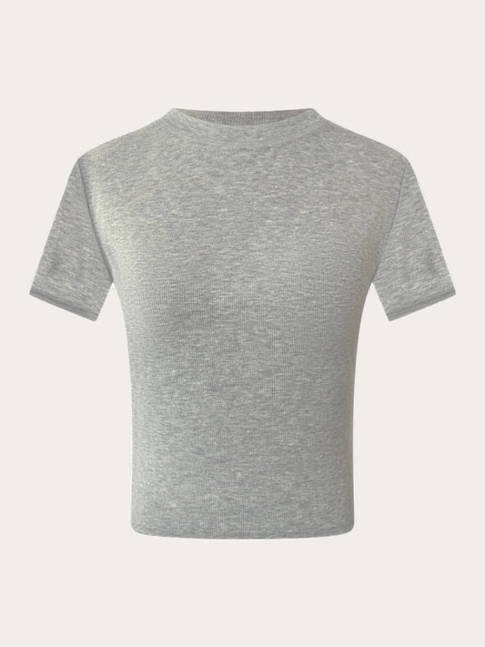 Rib Short Sleeve Top - Grey