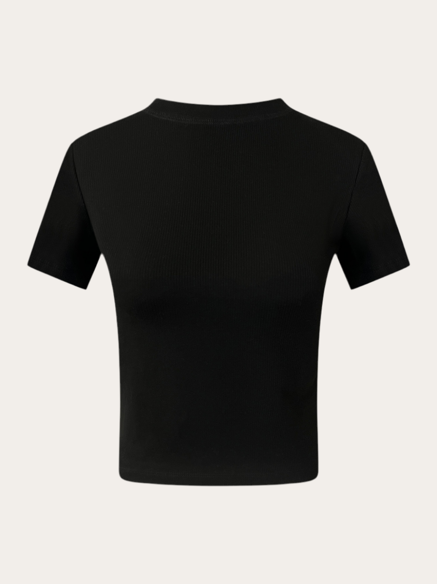 Rib Short Sleeve Top - Black